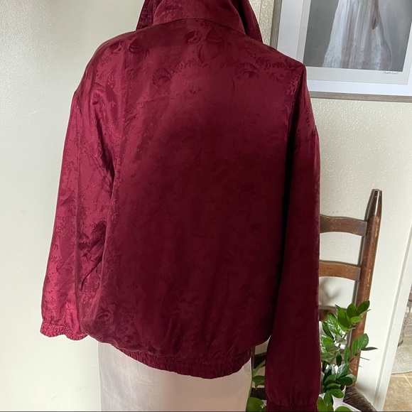 Vintage Windbreaker bomber Jacket Silk Floral unisex zip up sz m - Picture 6 of 8